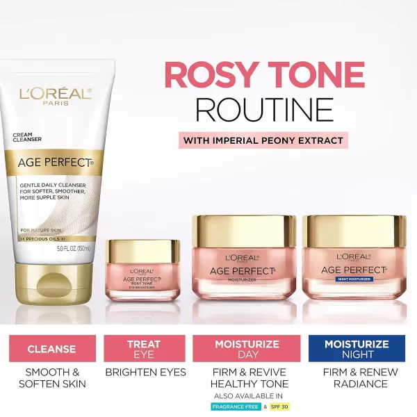 L'Oreal Paris Age Perfect Rosy Tone Anti-Aging Eye Cream, For Dark Circles &amp; Wrinkles .5 oz)