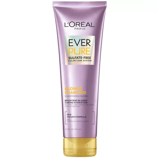 L'Oreal Paris Blonde Sulfate Free Shampoo and Conditioner for Color-Treated Hair, Neutralizes Brass + Balances, EverPure, 8.5 Fl Oz, Set of 2