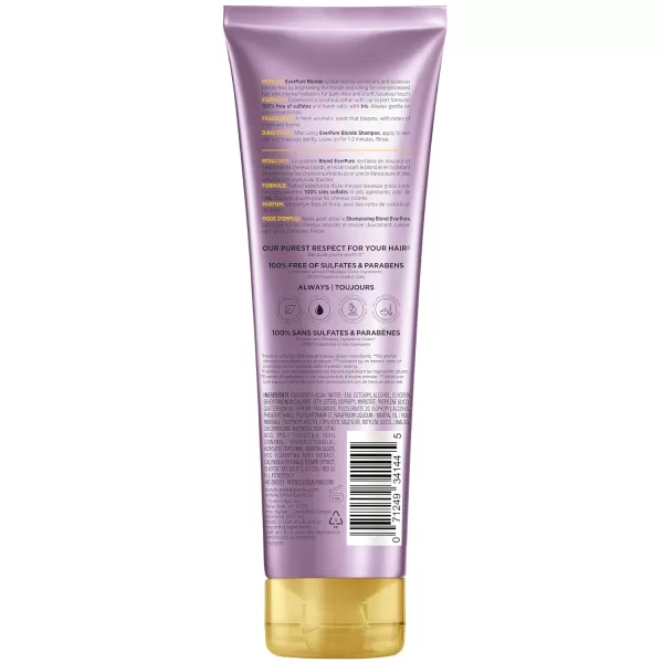 L'Oreal Paris Blonde Sulfate Free Shampoo and Conditioner for Color-Treated Hair, Neutralizes Brass + Balances, EverPure, 8.5 Fl Oz, Set of 2