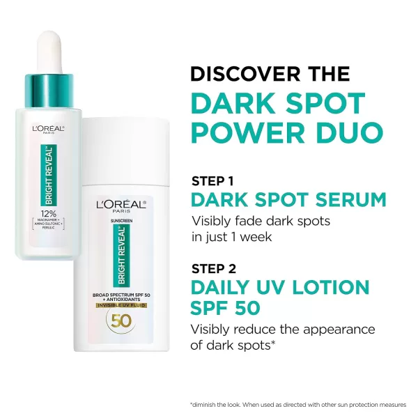 L’Oréal Paris Bright Reveal 12% [Niacinamide + Amino Sulfonic + Ferulic] Dark Spot Serum 1oz + Moisturizer Sample