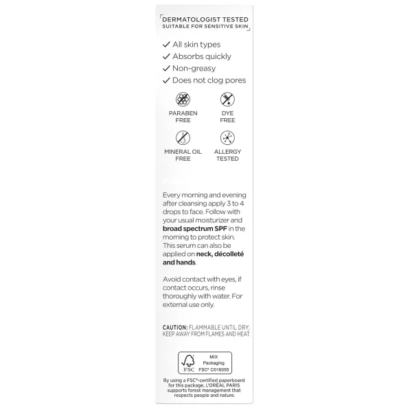 L’Oréal Paris Bright Reveal 12% [Niacinamide + Amino Sulfonic + Ferulic] Dark Spot Serum 1oz + Moisturizer Sample