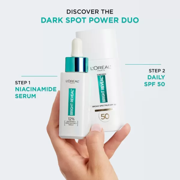 L'Oreal Paris Bright Reveal Niacinamide Dark Spot Serum + Broad-Spectrum SPF 50 Daily UV Lotion + Moisturizer Samples