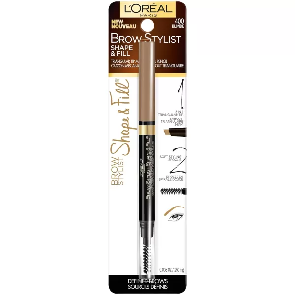 L'Oreal Paris Brow Stylist Shape &amp; Fill Mechanical Eye Brow Makeup Pencil, Dark Blonde, 0.008 oz.
