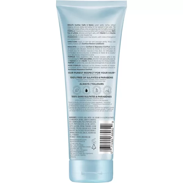 L'Oreal Paris Clarify Sulfate Free Shampoo with Antioxidants, Clarifying Shampoo for Hard Water Exposure and Styling Build-up, EverPure, 6.8 Fl Oz)