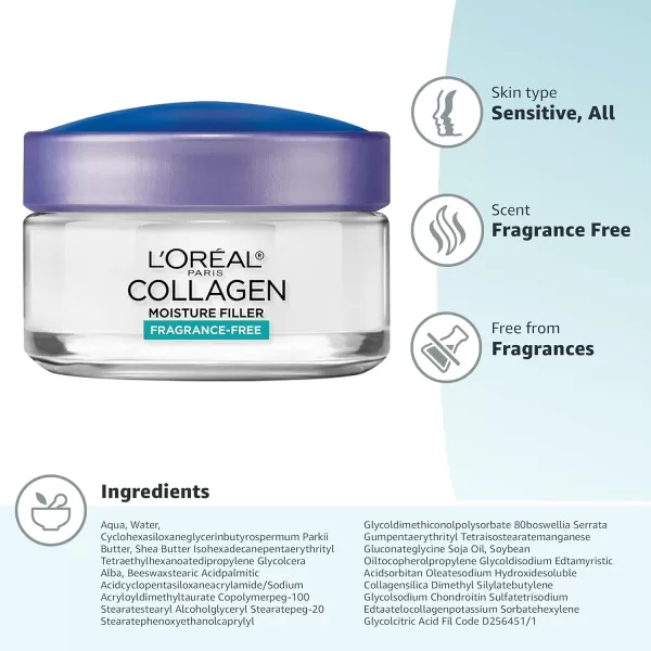 L'Oreal Paris Collagen Face Moisturizer Day and Night Cream, 1.7 oz + Dermo-Expertise Eye Defense Eye Cream, 0.5 oz