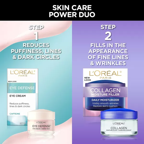 L'Oreal Paris Collagen Face Moisturizer Day and Night Cream, 1.7 oz + Dermo-Expertise Eye Defense Eye Cream, 0.5 oz