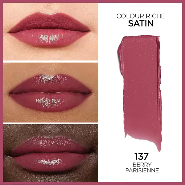 L’Oréal Paris Colour Riche Satin Lipstick for Moisturized Lips,Lip Makeup with Argan Oil and Vitamin E,Worth It,0.13 Oz