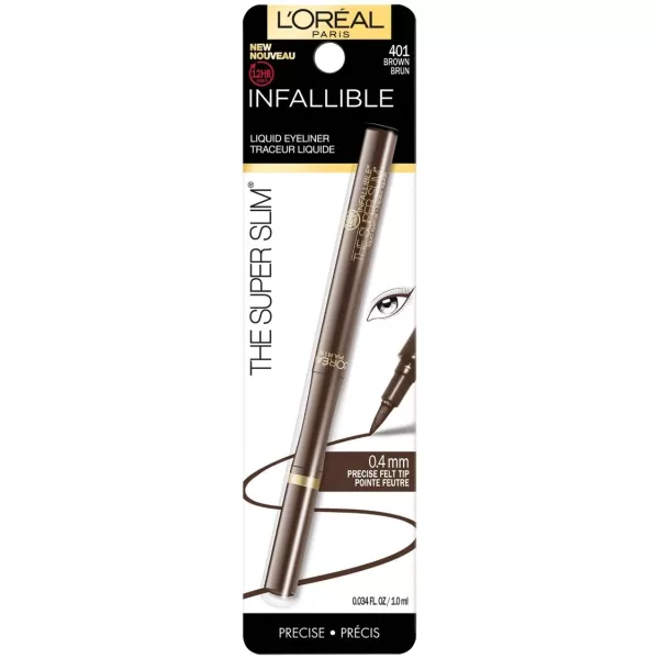L’Oréal Paris Cosmetics Infallible Grip Precision Felt Eyeliner, Smudge Resistant, Long Lasting Waterproof Eyeliner, Black, Black, 0.03 fl oz