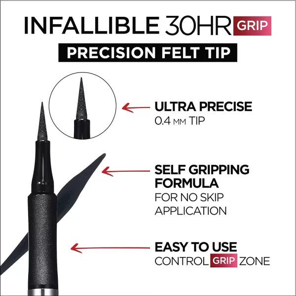 L’Oréal Paris Cosmetics Paris Makeup Infallible Grip Precision Felt Eyeliner, Smudge Resistant, Long Lasting Waterproof Eyeliner, Blue, Blue, 0.03 fl oz