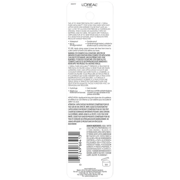 L’Oréal Paris Cosmetics Paris Makeup Infallible Grip Precision Felt Eyeliner, Smudge Resistant, Long Lasting Waterproof Eyeliner, Blue, Blue, 0.03 fl oz