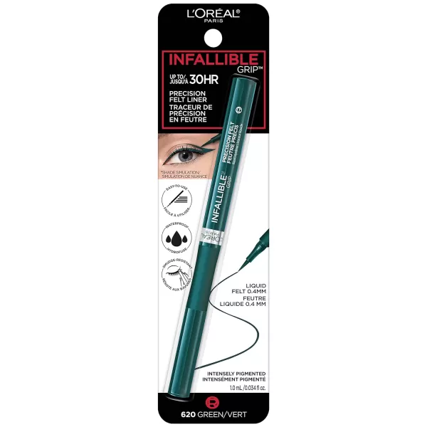 L’Oréal Paris Cosmetics Paris Makeup Infallible Grip Precision Felt Eyeliner, Smudge Resistant, Long Lasting Waterproof Eyeliner, Blue, Blue, 0.03 fl oz