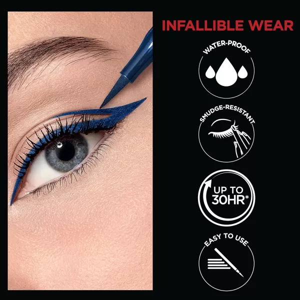 L’Oréal Paris Cosmetics Paris Makeup Infallible Grip Precision Felt Eyeliner, Smudge Resistant, Long Lasting Waterproof Eyeliner, Blue, Blue, 0.03 fl oz