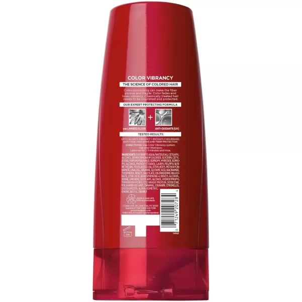 L'Oreal Paris Elvive Color Vibrancy Protecting Conditioner, for Color Treated Hair, Conditioner with Linseed Elixir and Anti-Oxidants, for Anti-Fade, High Shine, and Color Protection, 28 Fl Oz)