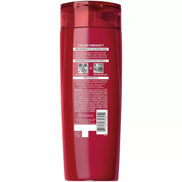 L'Oreal Paris Elvive Color Vibrancy Protecting Shampoo, for Color Treated Hair, Shampoo with Linseed Elixir and Anti-Oxidants, for Anti-Fade, High Shine, and Color Protection, 28 Fl Oz)