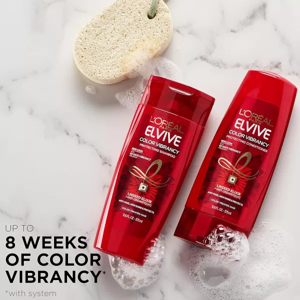 L'Oreal Paris Elvive Color Vibrancy Protecting Shampoo, for Color Treated Hair, Shampoo with Linseed Elixir and Anti-Oxidants, for Anti-Fade, High Shine, and Color Protection, 28 Fl Oz)