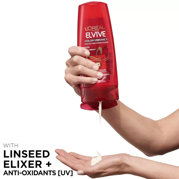 L'Oreal Paris Elvive Color Vibrancy Protecting Shampoo, for Color Treated Hair, Shampoo with Linseed Elixir and Anti-Oxidants, for Anti-Fade, High Shine, and Color Protection, 28 Fl Oz)