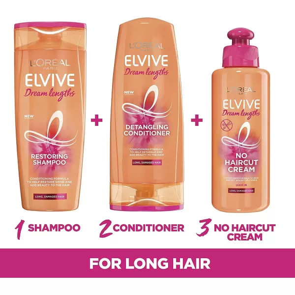 L'Oreal Paris Elvive Dream Lengths Frizz Killer Leave-In Serum With Castor Oil, 3.4 Ounce)
