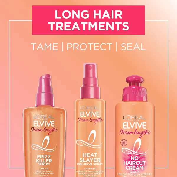 L'Oreal Paris Elvive Dream Lengths Frizz Killer Leave-In Serum With Castor Oil, 3.4 Ounce)