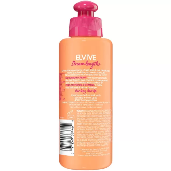 L'Oreal Paris Elvive Dream Lengths Frizz Killer Leave-In Serum With Castor Oil, 3.4 Ounce)