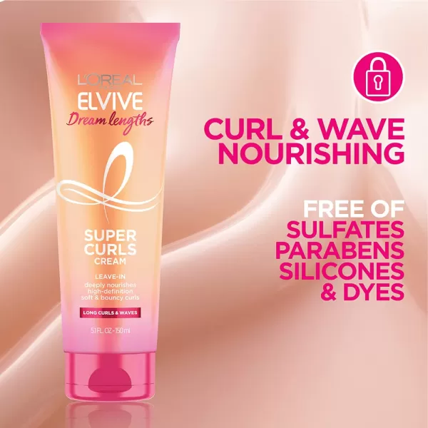 L'Oreal Paris Elvive Dream Lengths Super Curls Cream Leave-In, 5.1 Ounce
