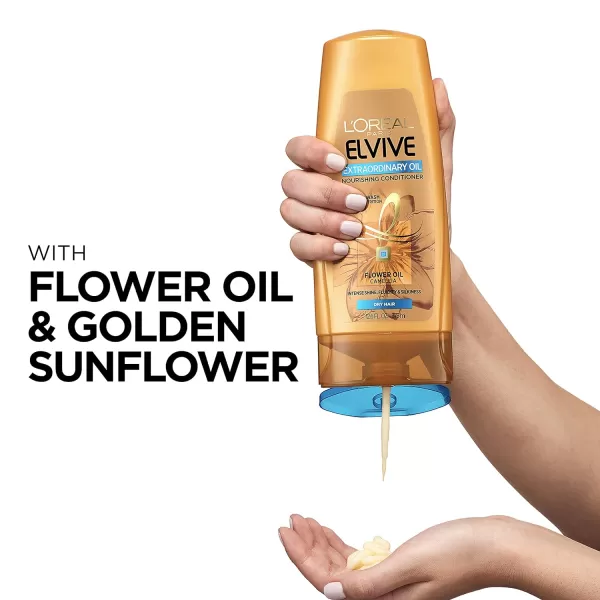 L'Oreal Paris Elvive Extraordinary Oil Nourishing Conditioner, for Dry or Dull Hair, Conditioner with Camellia Flower Oils, for Intense Hydration, Shine, and Silkiness, 28 Fl; Oz)