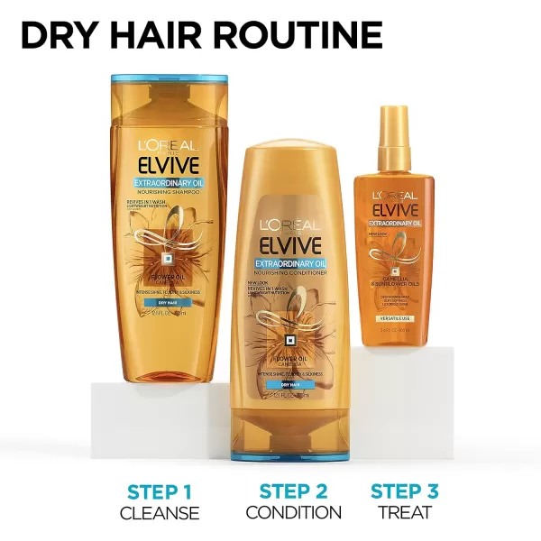 L'Oreal Paris Elvive Extraordinary Oil Nourishing Conditioner, for Dry or Dull Hair, Conditioner with Camellia Flower Oils, for Intense Hydration, Shine, and Silkiness, 28 Fl; Oz)
