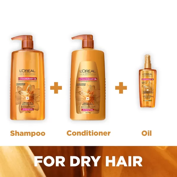L'Oreal Paris Elvive Extraordinary Oil Nourishing Conditioner, for Dry or Dull Hair, Conditioner with Camellia Flower Oils, for Intense Hydration, Shine, and Silkiness, 28 Fl; Oz)
