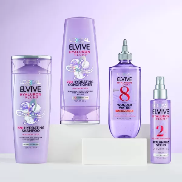 L'Oreal Paris Elvive Hyaluron Plump Hydrating Shampoo &amp; Conditioner for Dehydrated, Dry Hair Infused with Hyaluronic Acid Care Complex, Paraben-Free, 12.6 Fl Oz