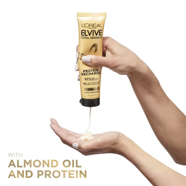 L'Oreal Paris Elvive Total Repair 5 Protein Recharge Leave In Conditioner Treatment and Heat Protectant, 5.1 Ounce)