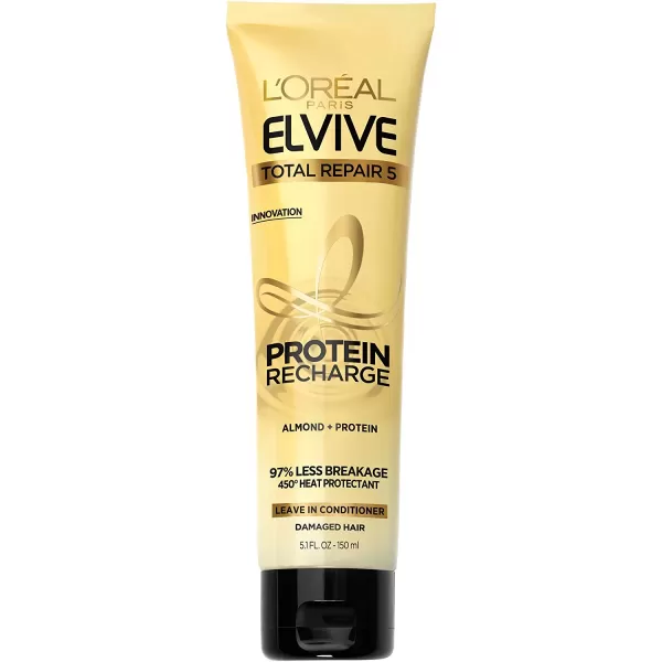 L'Oreal Paris Elvive Total Repair 5 Protein Recharge Leave In Conditioner Treatment and Heat Protectant, 5.1 Ounce)