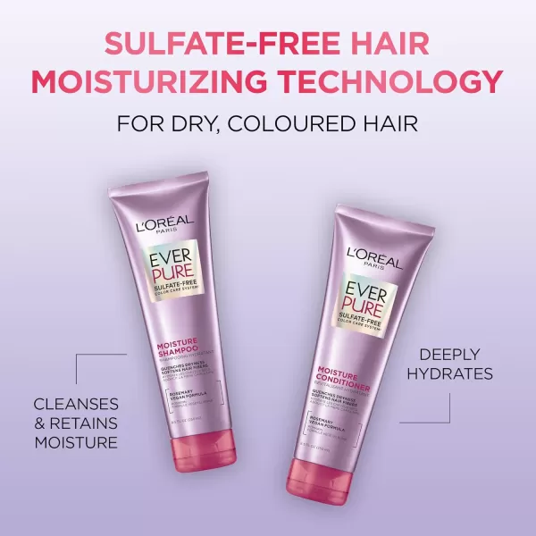 L'Oreal Paris EverPure Moisture Sulfate Free Shampoo for Color-Treated Hair, Rosemary, 33.8 Fl; Oz)