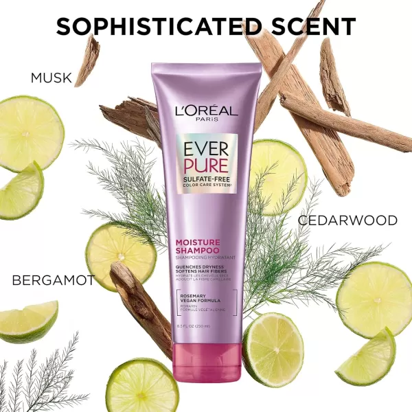L'Oreal Paris EverPure Moisture Sulfate Free Shampoo for Color-Treated Hair, Rosemary, 33.8 Fl; Oz)