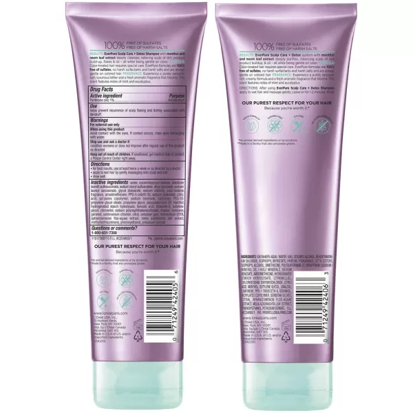L'Oreal Paris EverPure Scalp Care + Detox Sulfate Free Shampoo &amp; Conditioner, 8.5 Ounce 