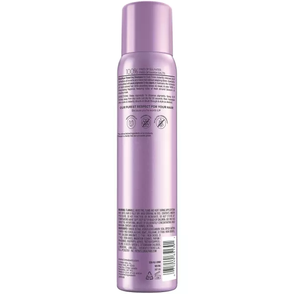 L’Oréal Paris EverPure Sulfate Free Tinted Dry Shampoo for Dark Hair, for Brown and Black Hair, Absorbs Oil, Refreshes Colored Hair, with Rice Starch, Vegan Formula, Paraben and Gluten Free, 4 fl oz)