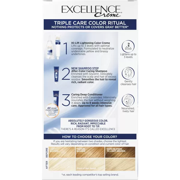 L'Oreal Paris Excellence Creme Permanent Hair Color, 4 Dark Brown, 100 percent Gray Coverage Hair Dye, Pack of 2