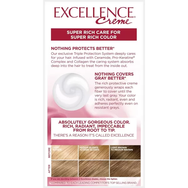 L'Oreal Paris Excellence Creme Permanent Hair Color, 4 Dark Brown, 100 percent Gray Coverage Hair Dye, Pack of 2
