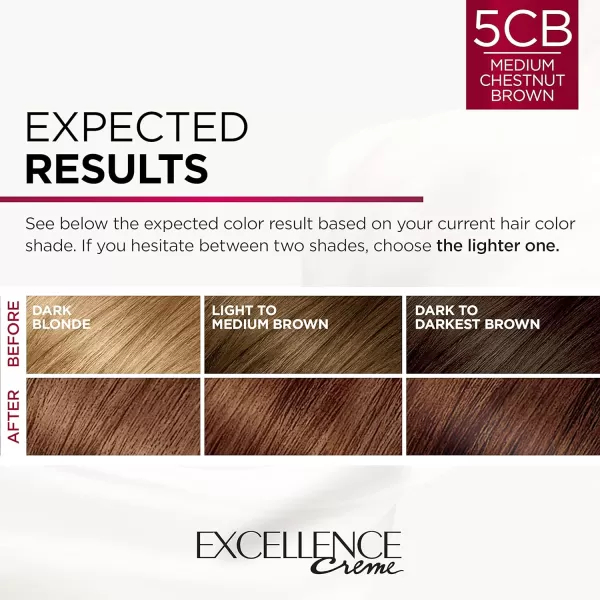 L'Oreal Paris Excellence Creme Permanent Hair Color, 5 Medium Brown, 100 percent Gray Coverage Hair Dye, Pack of 2
