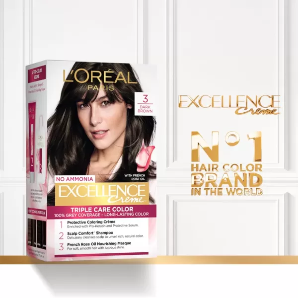 L'Oreal Paris Excellence Creme Permanent Hair Color, 8 Medium Blonde, 100 percent Gray Coverage Hair Dye, Pack of 2