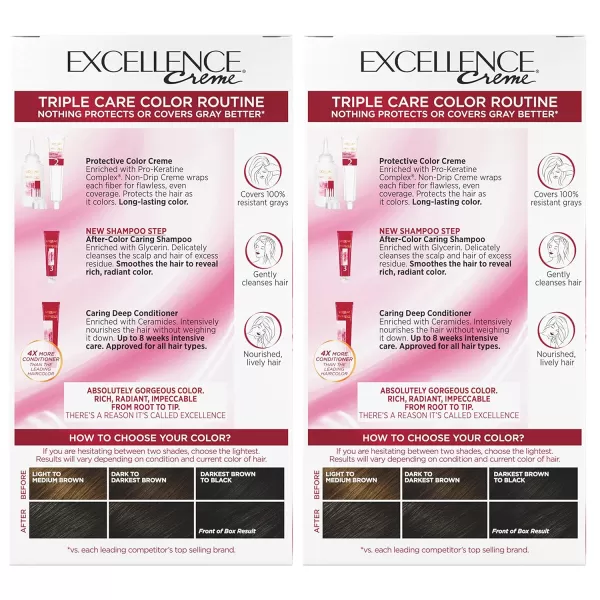 L'Oreal Paris Excellence Creme Permanent Hair Color, 8 Medium Blonde, 100 percent Gray Coverage Hair Dye, Pack of 2