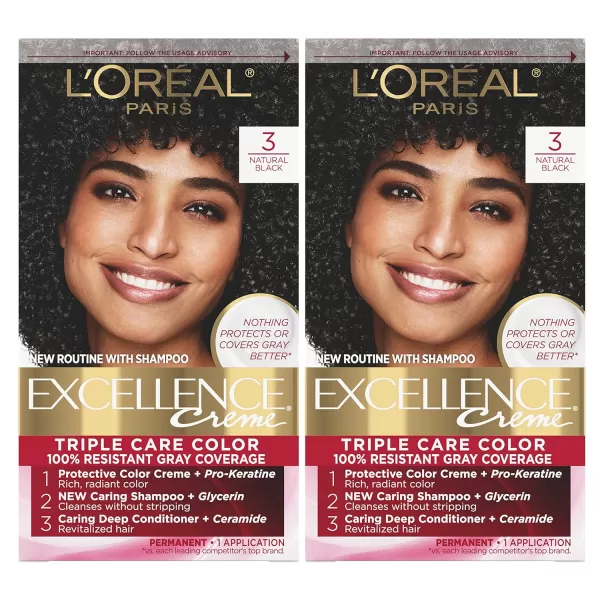 L'Oreal Paris Excellence Creme Permanent Hair Color, 8 Medium Blonde, 100 percent Gray Coverage Hair Dye, Pack of 2