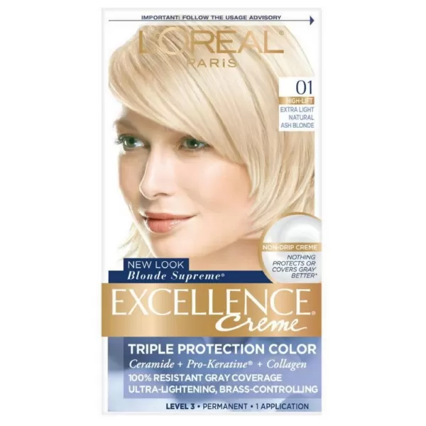 L'Oreal Paris Excellence Creme Permanent Hair Color, 8 Medium Blonde, 100 percent Gray Coverage Hair Dye, Pack of 2