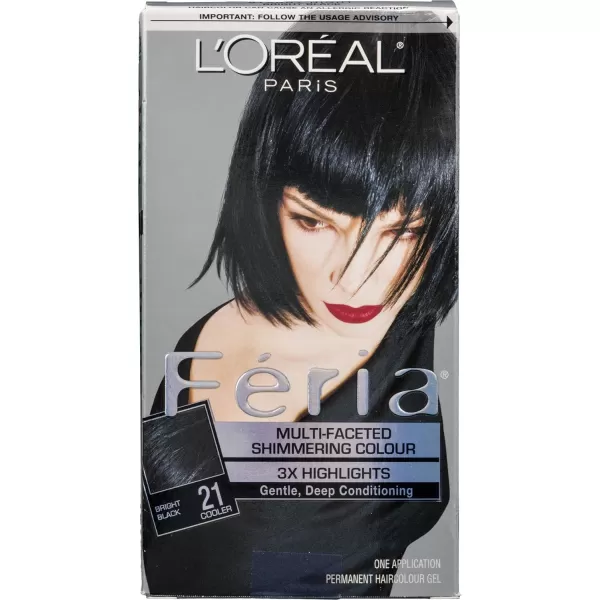 L'Oreal Paris Feria Multi-Faceted Shimmering Permanent Hair Color, B61 Downtown Brown, Hair Dye Kit, Pack of 2