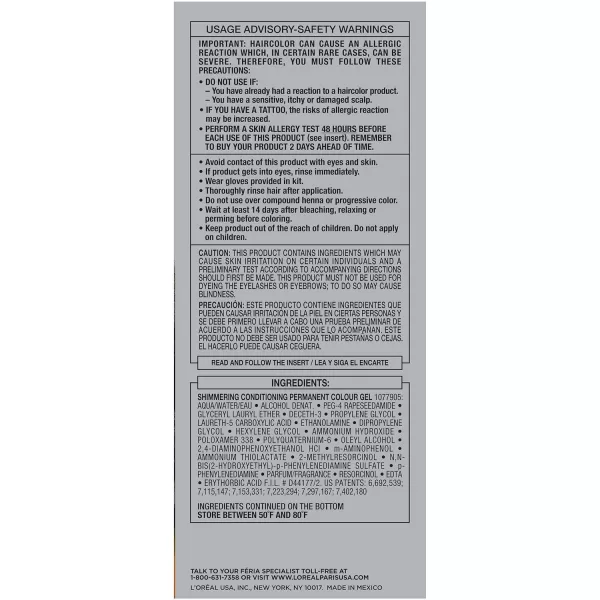 L'Oreal Paris Feria Multi-Faceted Shimmering Permanent Hair Color, B61 Downtown Brown, Hair Dye Kit, Pack of 2