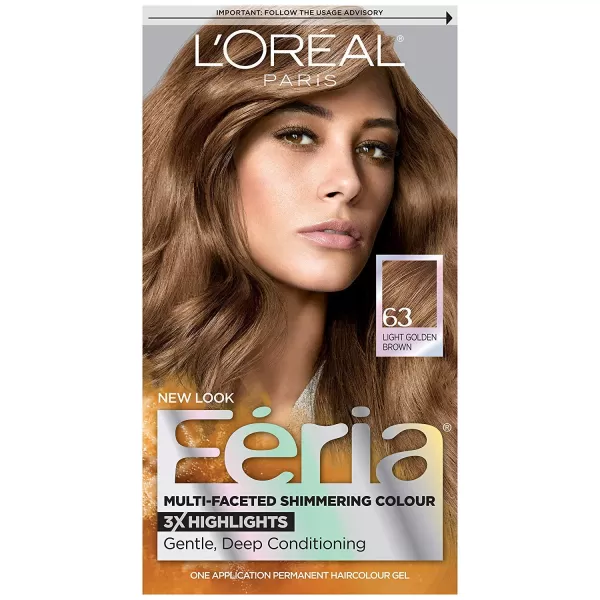 L'Oreal Paris Feria Multi-Faceted Shimmering Permanent Hair Color, B61 Downtown Brown, Hair Dye Kit, Pack of 2)