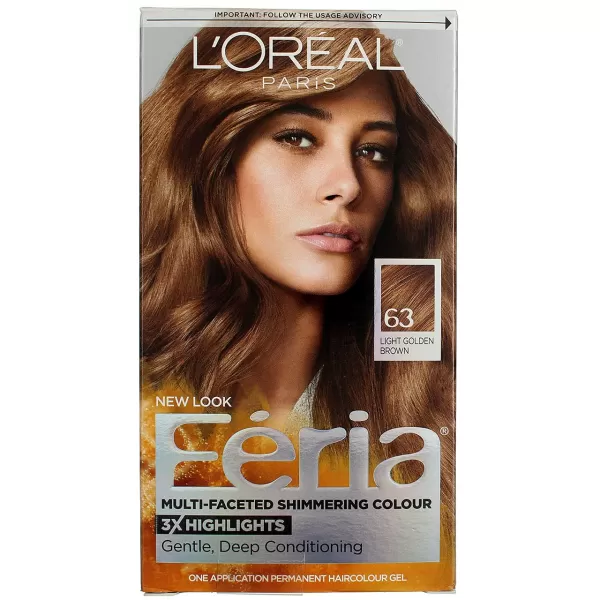 L'Oreal Paris Feria Multi-Faceted Shimmering Permanent Hair Color, B61 Downtown Brown, Hair Dye Kit, Pack of 2