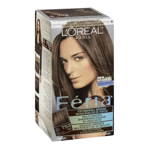 L'Oreal Paris Feria Multi-Faceted Shimmering Permanent Hair Color, B61 Downtown Brown, Hair Dye Kit, Pack of 2)
