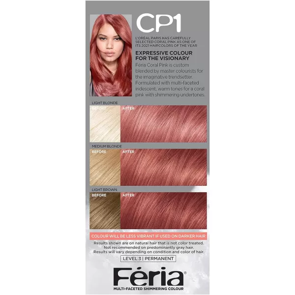 L'Oreal Paris Feria Multi-Faceted Shimmering Permanent Hair Color, B61 Downtown Brown, Hair Dye Kit, Pack of 2