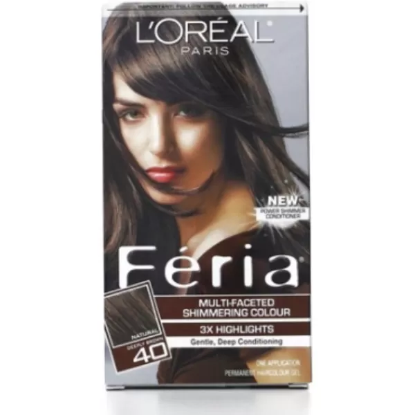L'Oreal Paris Feria Multi-Faceted Shimmering Permanent Hair Color, B61 Downtown Brown, Hair Dye Kit, Pack of 2