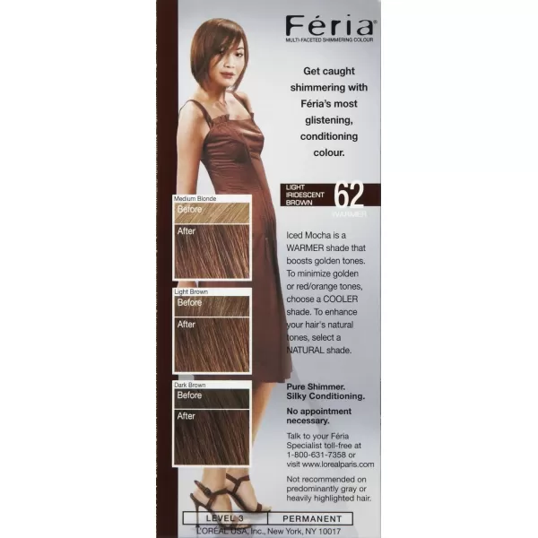 L'Oreal Paris Feria Multi-Faceted Shimmering Permanent Hair Color, B61 Downtown Brown, Hair Dye Kit, Pack of 2