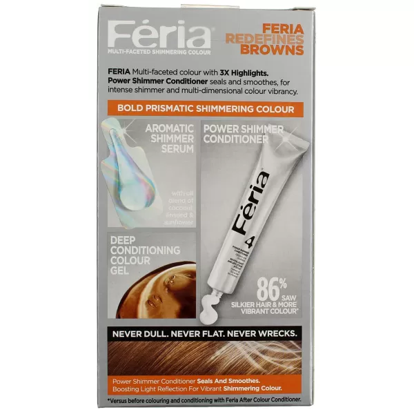 L'Oreal Paris Feria Multi-Faceted Shimmering Permanent Hair Color, B61 Downtown Brown, Hair Dye Kit, Pack of 2